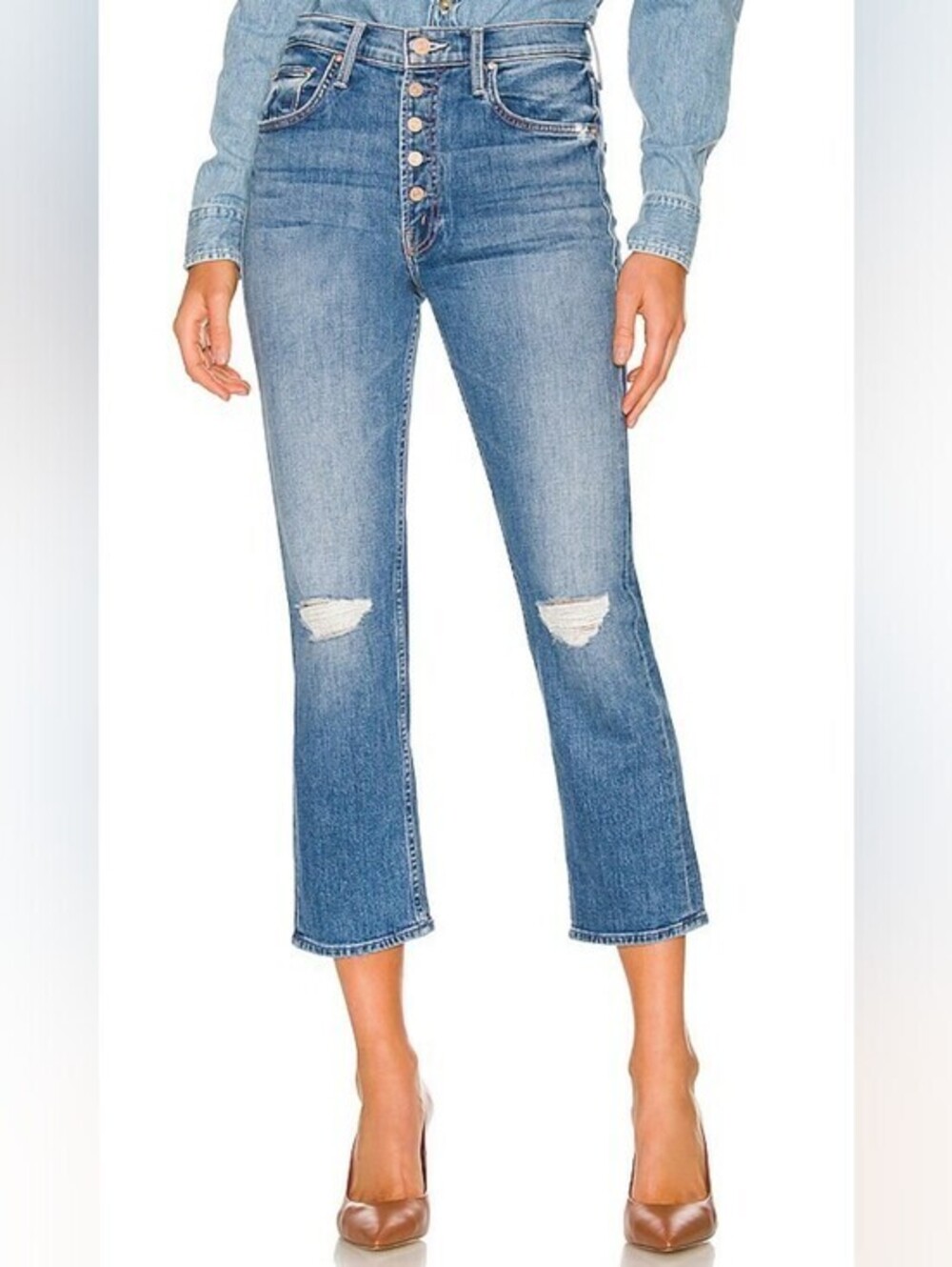 [NWT] MOTHER The Pixie Tomcat Crop Jean in Not Cut & Pasted Size 27